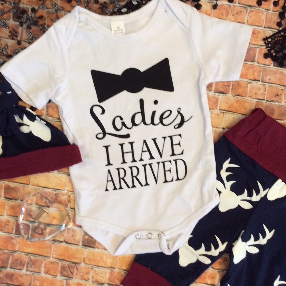Boutique Baby Boy LADIES I HAVE ARRIVED 3pc Set - Picture 2 of 4